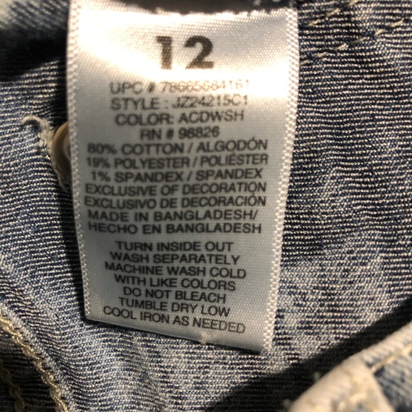 Jordache acid wash shorts with star design on thighs girls side 12 - Picture 10 of 11